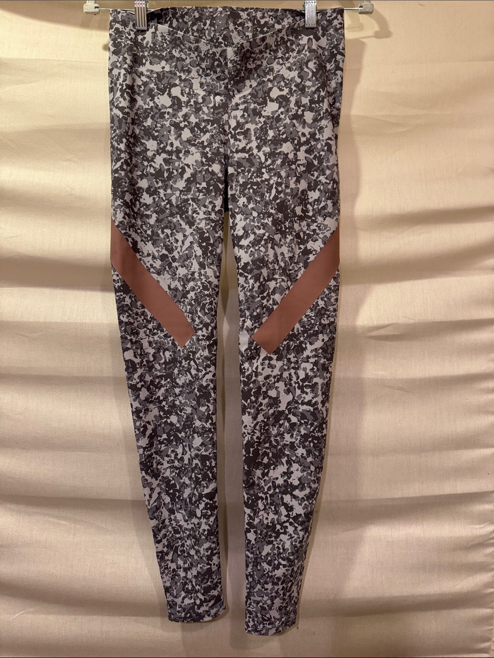 Adidas by Stella McCartney Black & Gray Patterned Leggings with Panels Sz M